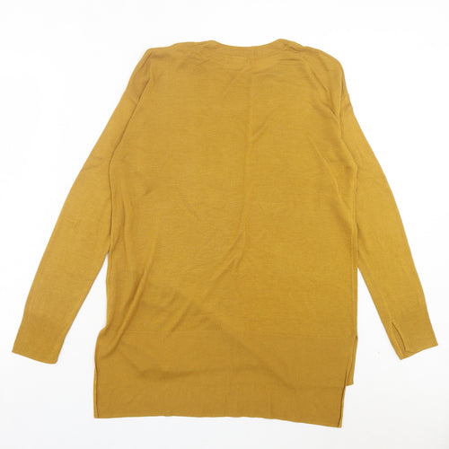 h7M Womens Yellow Crew Neck Acrylic Pullover Jumper Size S