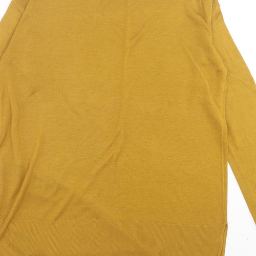 h7M Womens Yellow Crew Neck Acrylic Pullover Jumper Size S