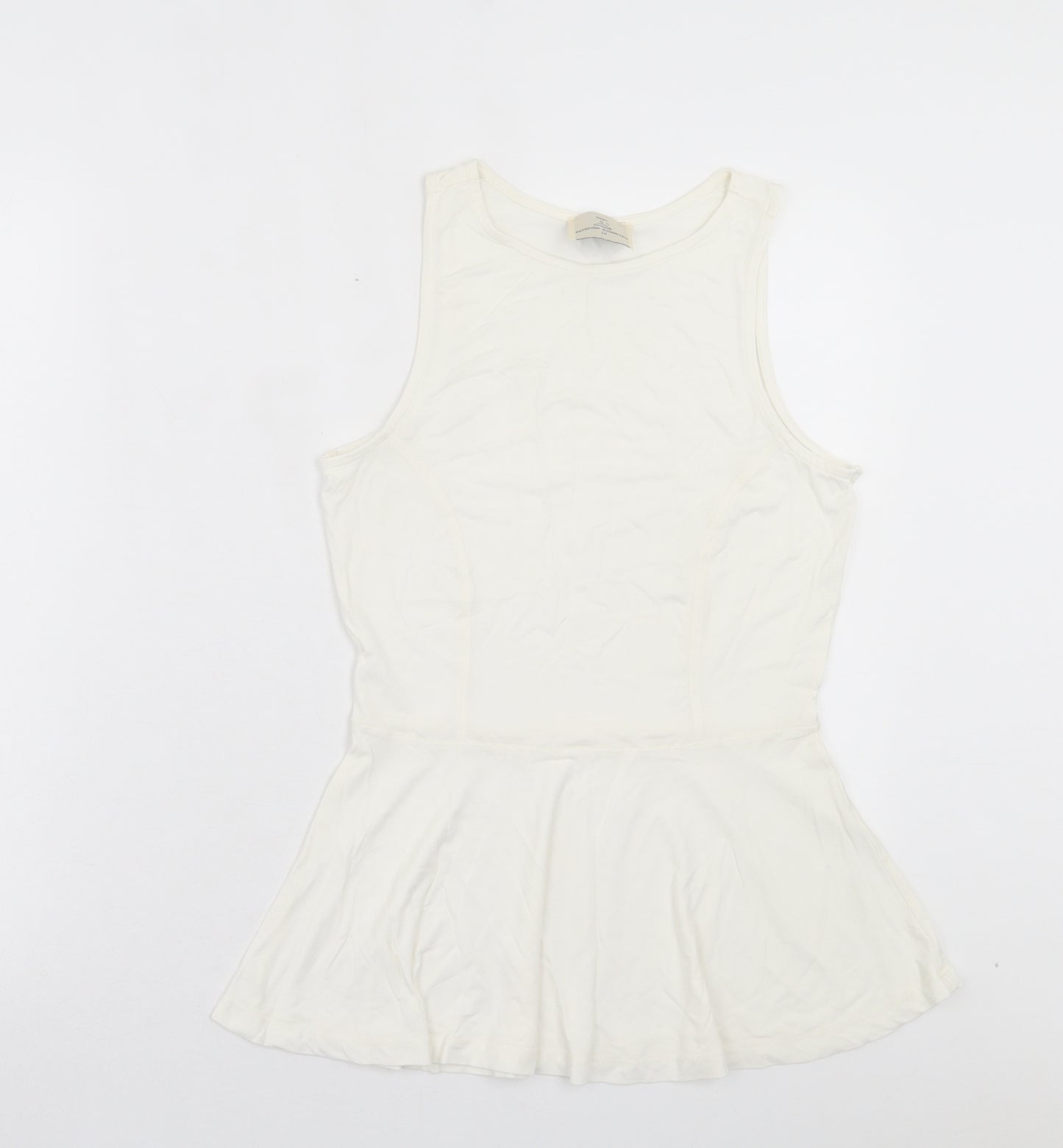 NEXT Womens White Viscose Basic Tank Size 10 Crew Neck
