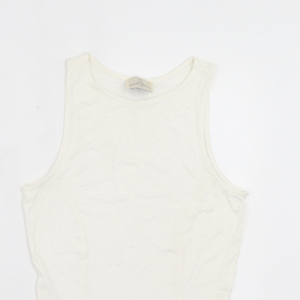 NEXT Womens White Viscose Basic Tank Size 10 Crew Neck