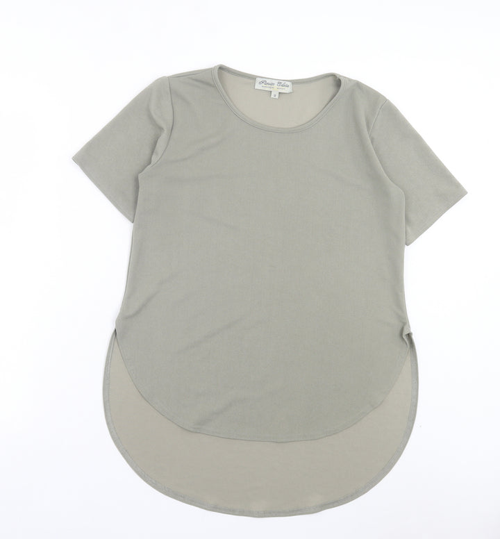 PARISIAN SIGNATURE Womens Green Polyester Basic T-Shirt Size 12 Crew Neck