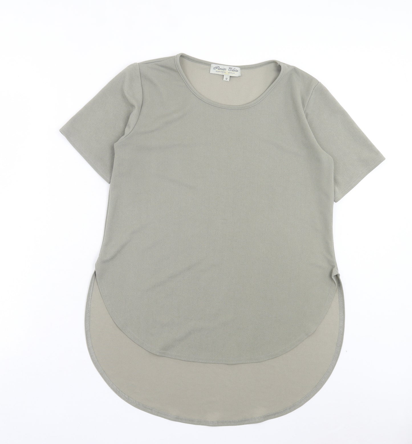 PARISIAN SIGNATURE Womens Green Polyester Basic T-Shirt Size 12 Crew Neck