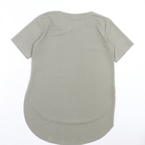 PARISIAN SIGNATURE Womens Green Polyester Basic T-Shirt Size 12 Crew Neck