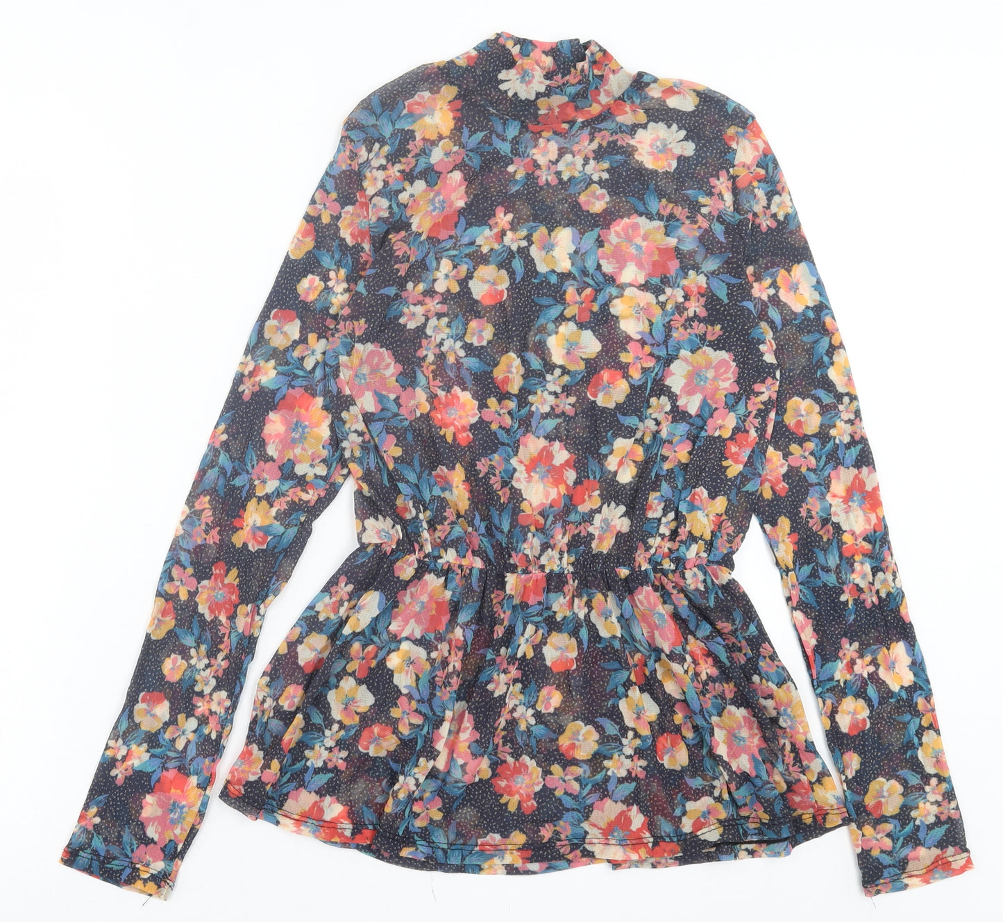 Very Womens Multicoloured Floral Nylon Basic Blouse Size 14 Round Neck