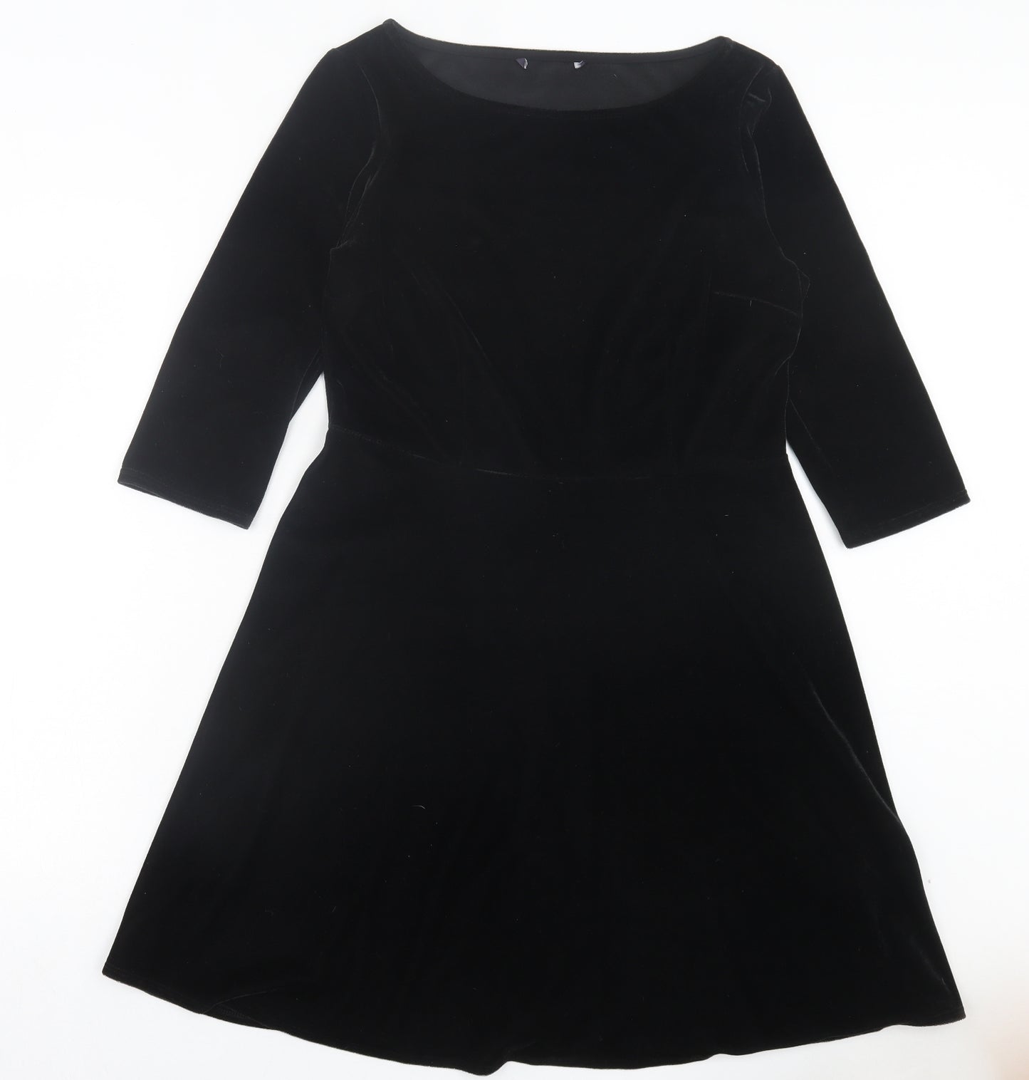 Marks and Spencer Womens Black Polyester A-Line Size 12 Crew Neck Pullover
