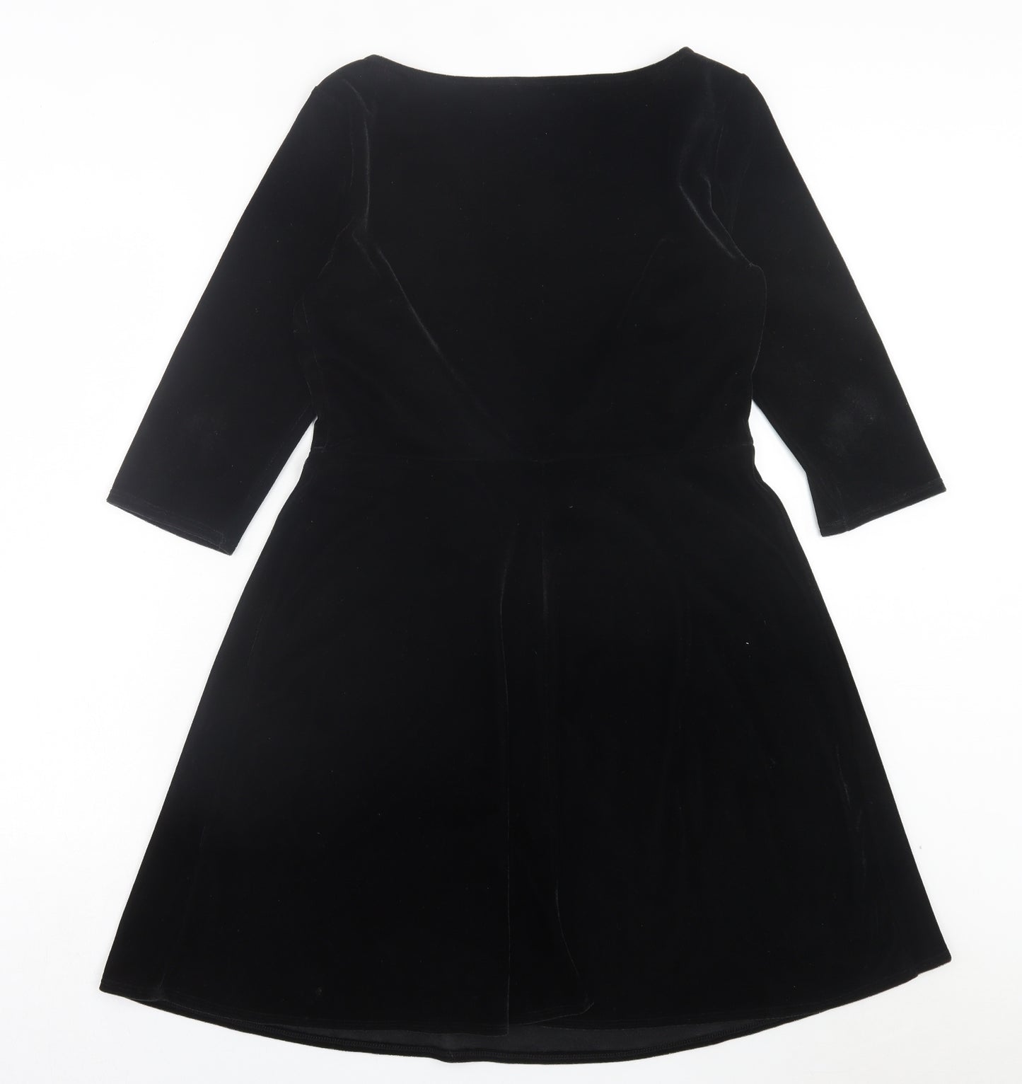 Marks and Spencer Womens Black Polyester A-Line Size 12 Crew Neck Pullover
