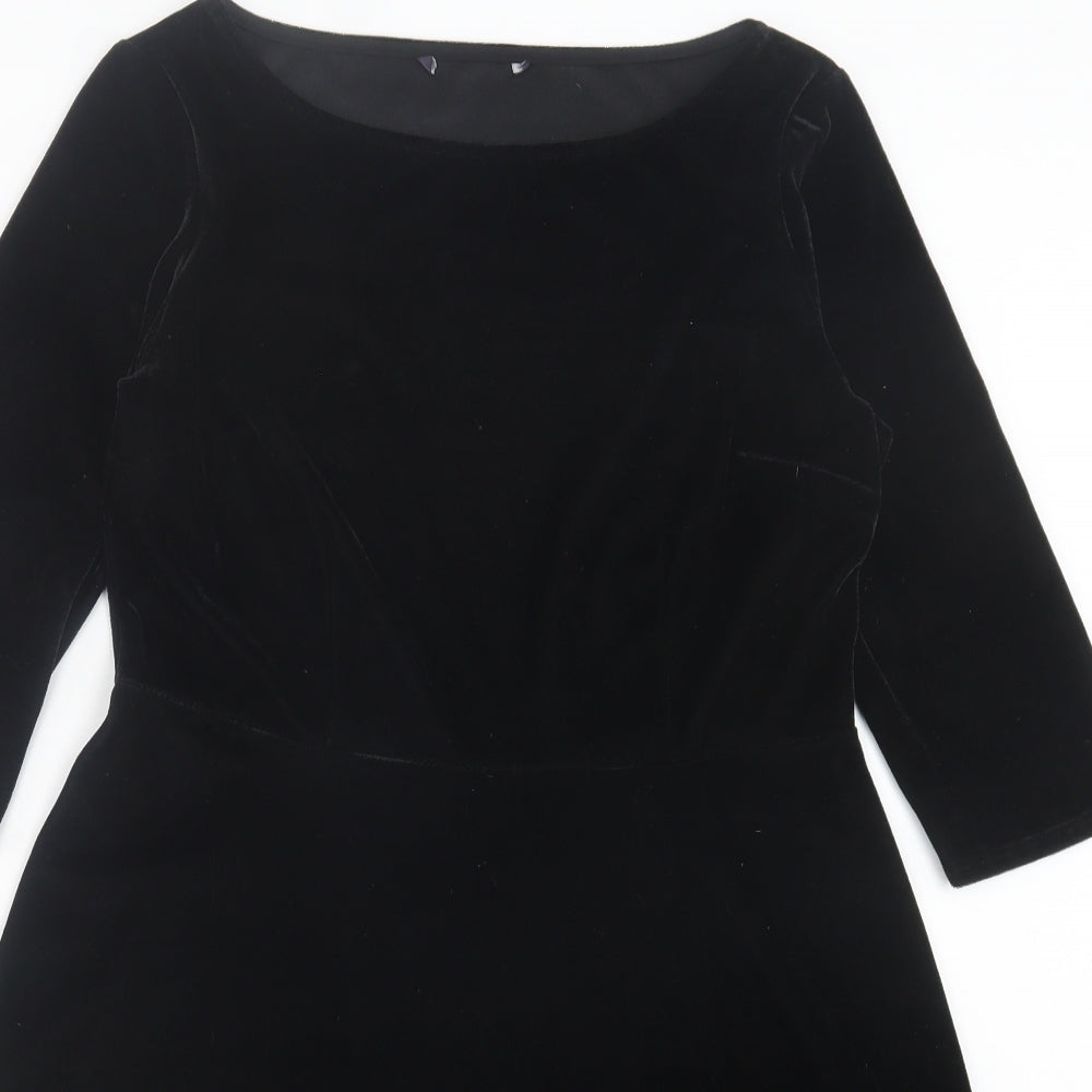 Marks and Spencer Womens Black Polyester A-Line Size 12 Crew Neck Pullover