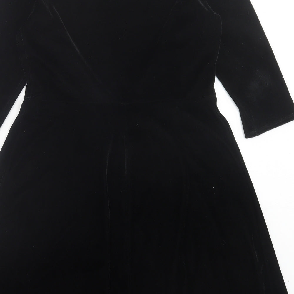 Marks and Spencer Womens Black Polyester A-Line Size 12 Crew Neck Pullover