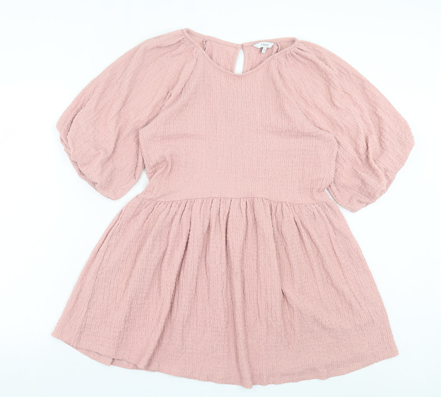 NEXT Womens Pink Polyester A-Line Size 12 Crew Neck Button