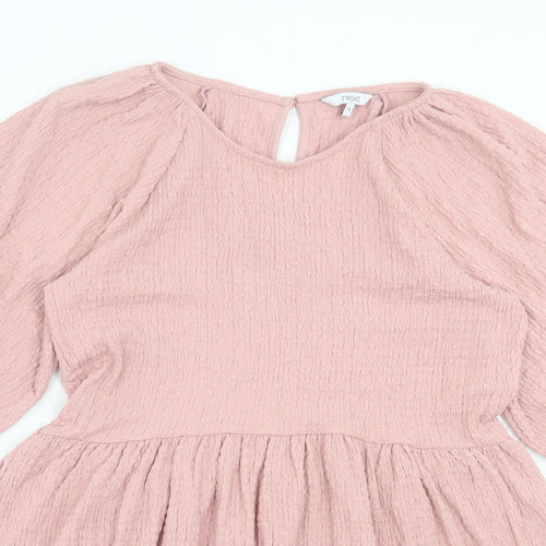 NEXT Womens Pink Polyester A-Line Size 12 Crew Neck Button