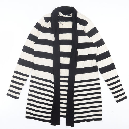 M&Co Womens Beige V-Neck Striped Viscose Cardigan Jumper Size 12