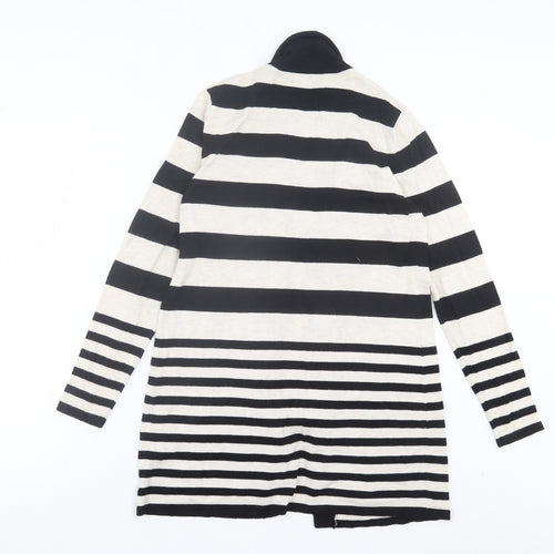 M&Co Womens Beige V-Neck Striped Viscose Cardigan Jumper Size 12