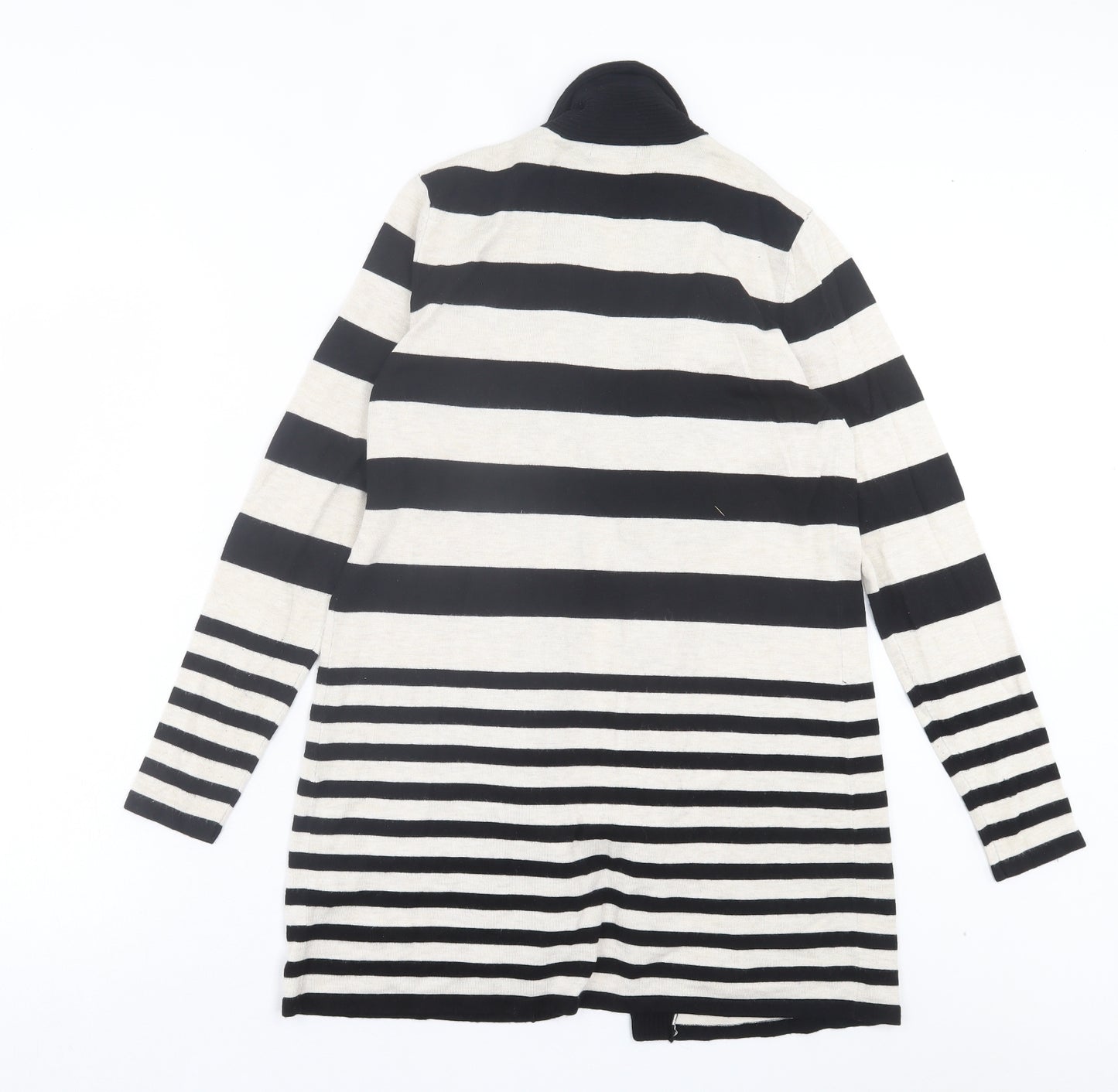 M&Co Womens Beige V-Neck Striped Viscose Cardigan Jumper Size 12