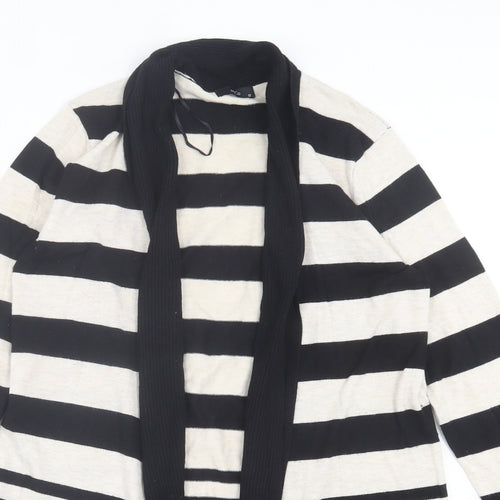 M&Co Womens Beige V-Neck Striped Viscose Cardigan Jumper Size 12