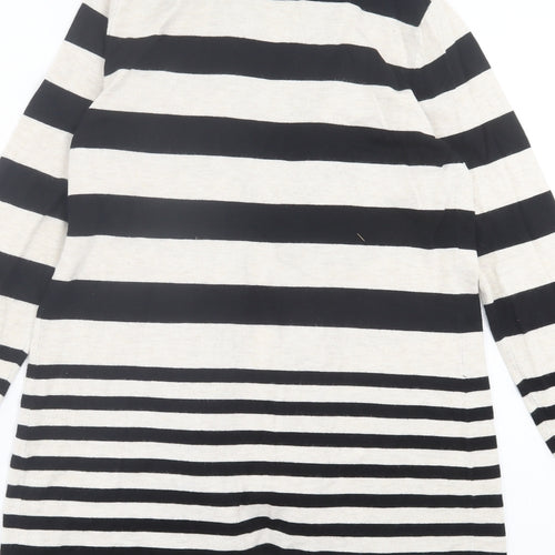 M&Co Womens Beige V-Neck Striped Viscose Cardigan Jumper Size 12