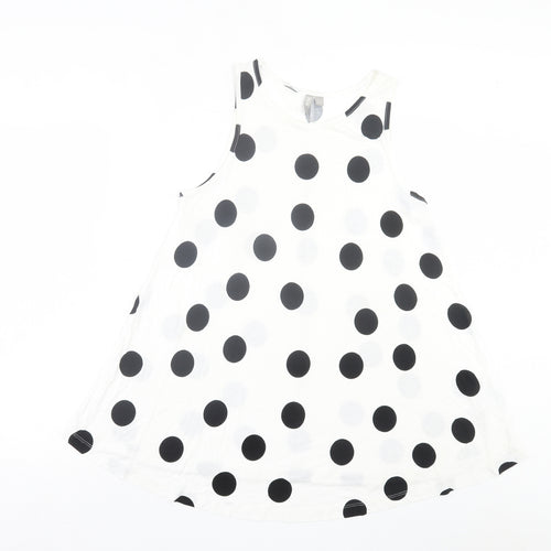 ASOS Womens White Polka Dot Viscose A-Line Size 8 Crew Neck Pullover