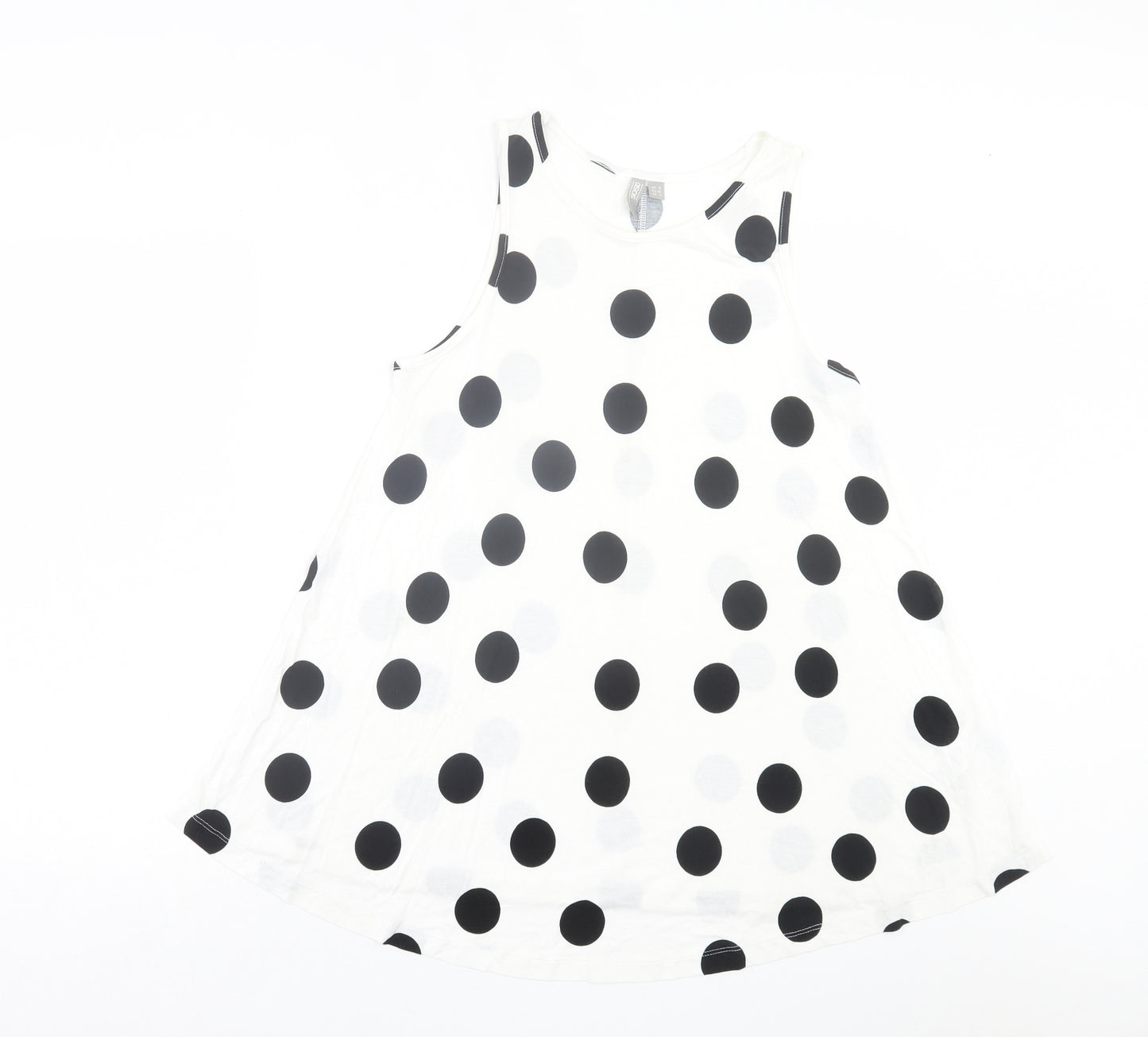 ASOS Womens White Polka Dot Viscose A-Line Size 8 Crew Neck Pullover