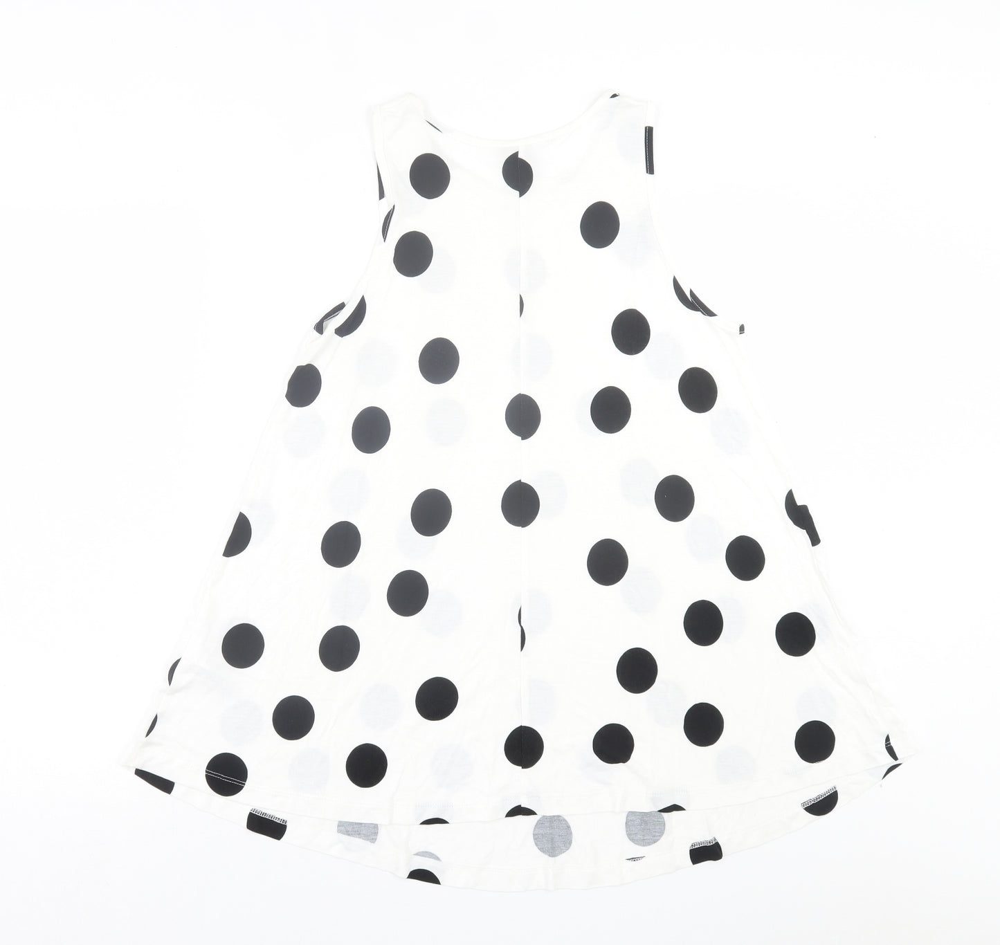 ASOS Womens White Polka Dot Viscose A-Line Size 8 Crew Neck Pullover