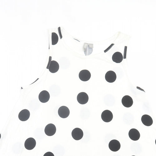 ASOS Womens White Polka Dot Viscose A-Line Size 8 Crew Neck Pullover