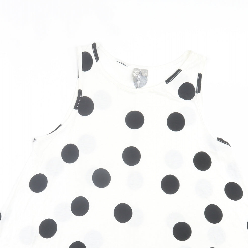 ASOS Womens White Polka Dot Viscose A-Line Size 8 Crew Neck Pullover