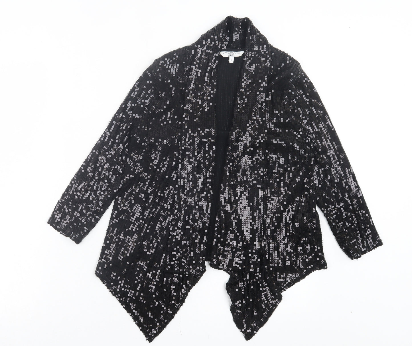 New Look Womens Black Jacket Size 12 - Waterfall front