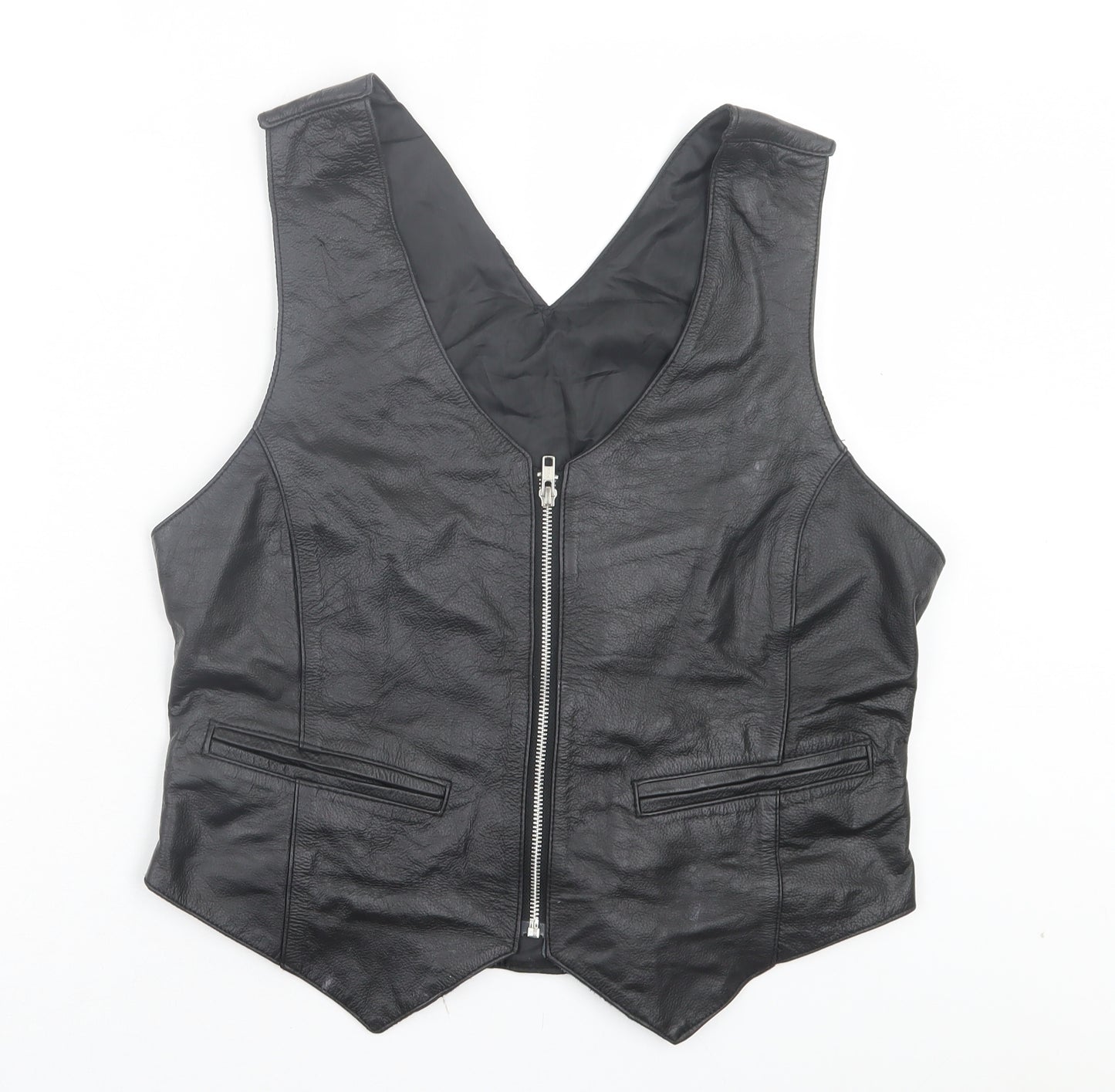 BikerWears.com Mens Black Gilet Jacket Size M Zip