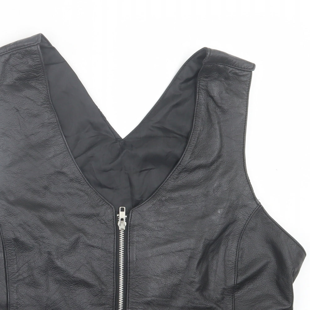 BikerWears.com Mens Black Gilet Jacket Size M Zip