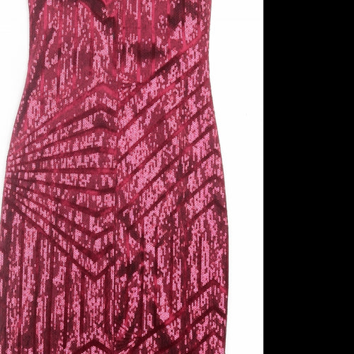 Quiz Womens Pink Polyester Shift Size 10 Square Neck Pullover