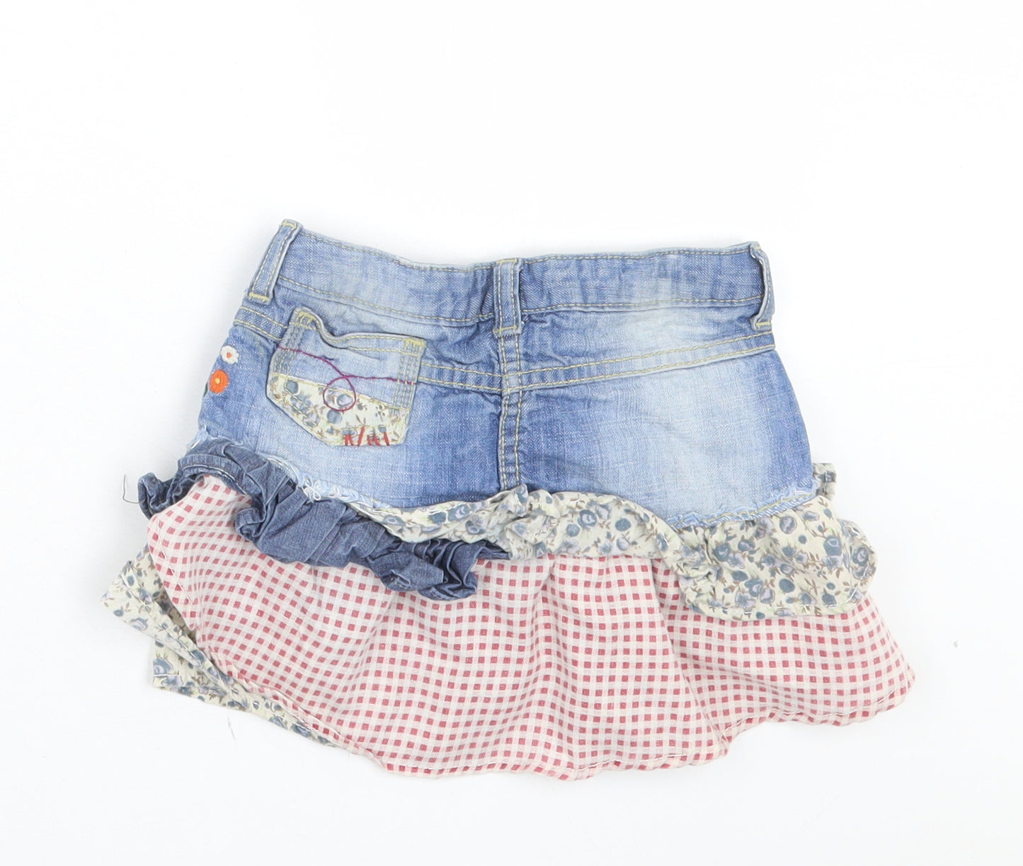 NEXT Girls Blue Geometric Cotton A-Line Skirt Size 5 Years Regular Button