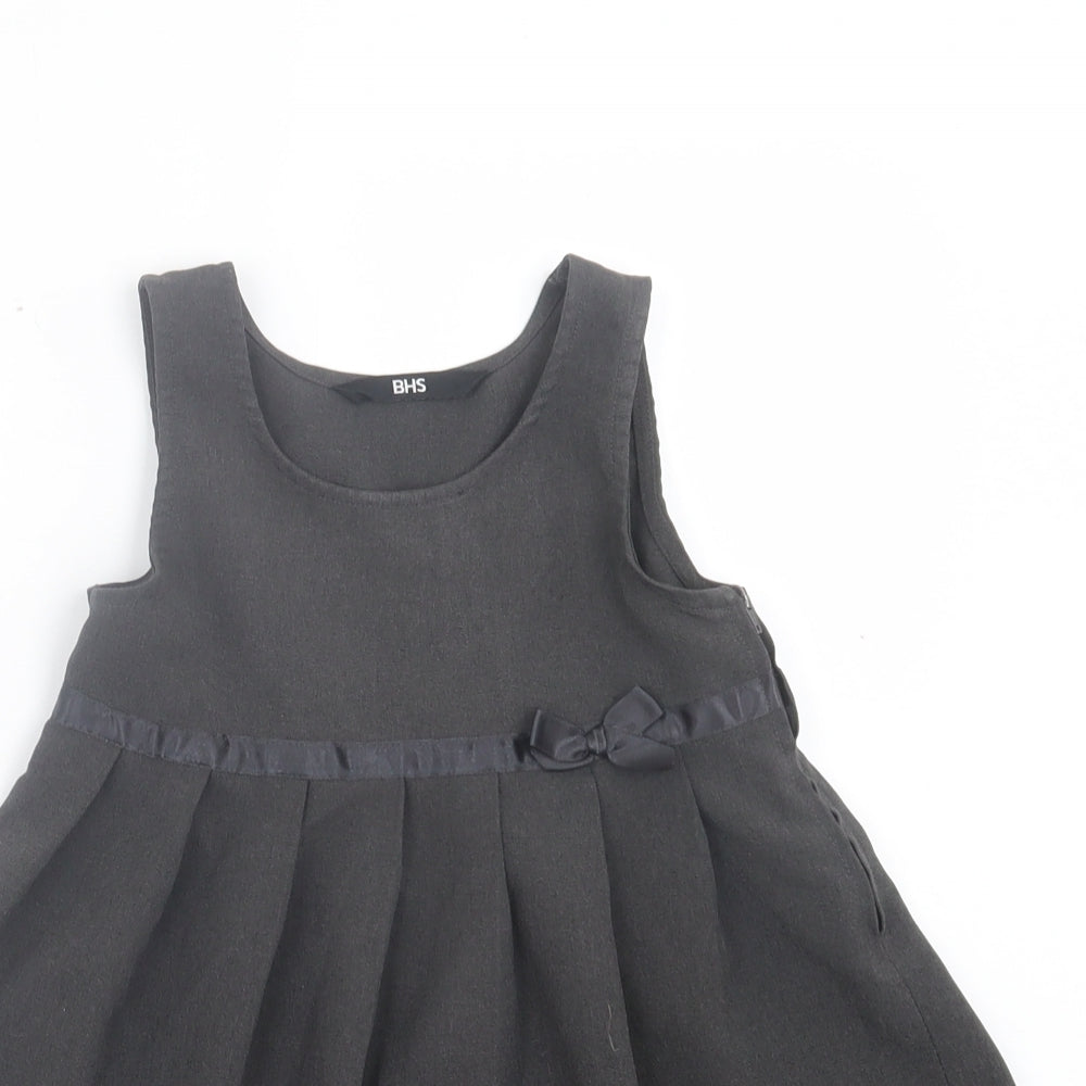 BHS Girls Grey Polyester A-Line Size 5 Years Crew Neck Zip - School Wear