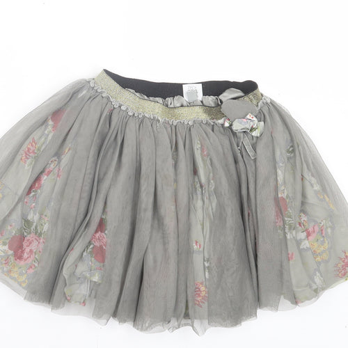 TukTuk Girls Grey Floral Polyester Skater Skirt Size 12 Years Regular Pull On