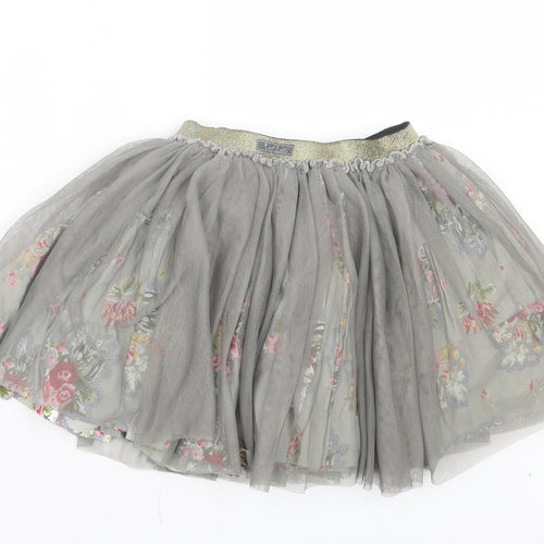 TukTuk Girls Grey Floral Polyester Skater Skirt Size 12 Years Regular Pull On