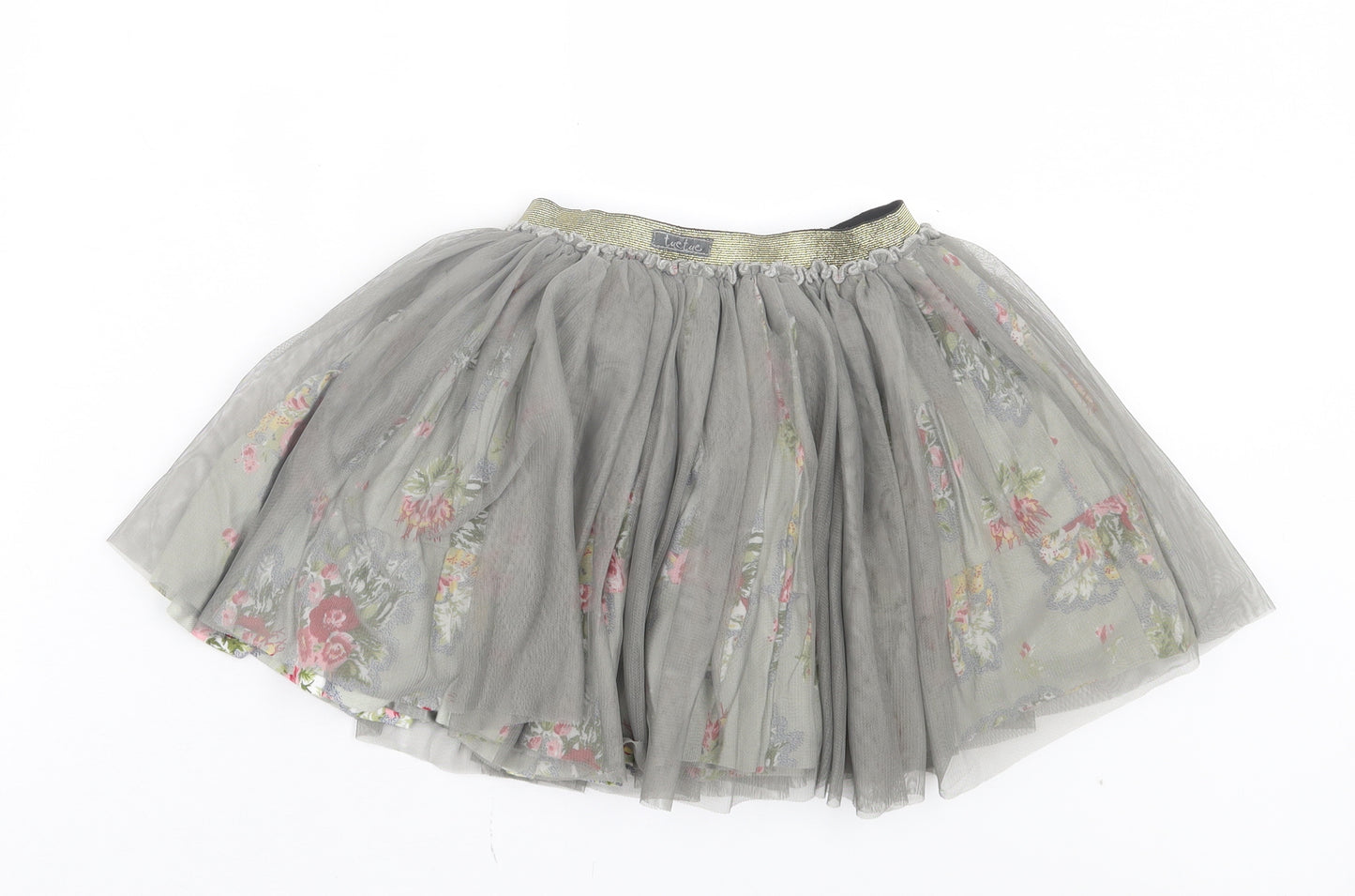 TukTuk Girls Grey Floral Polyester Skater Skirt Size 12 Years Regular Pull On