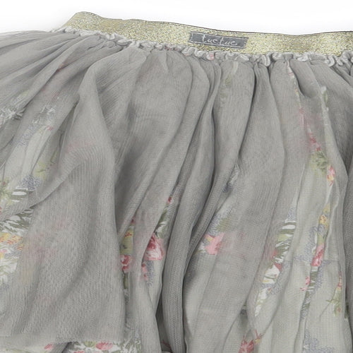 TukTuk Girls Grey Floral Polyester Skater Skirt Size 12 Years Regular Pull On