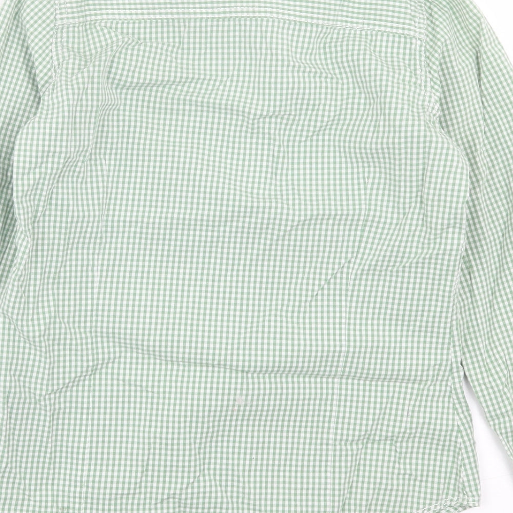 Tommy Hilfiger Girls Green Gingham Cotton Basic Button-Up Size 12 Years Collared Button