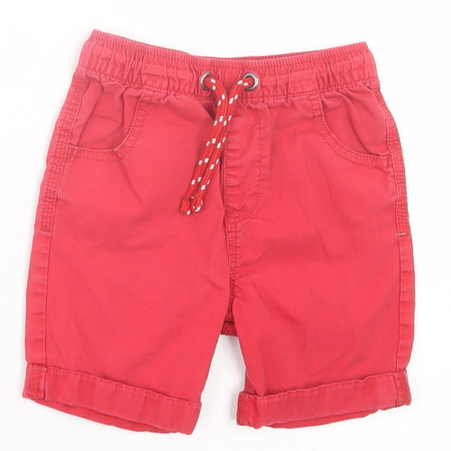 George Boys Red Cotton Cropped Trousers Size 2-3 Years Regular Drawstring - Shorts