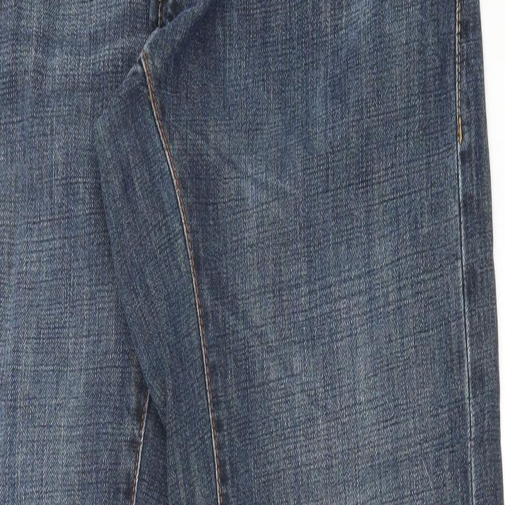 HUGO BOSS Mens Blue Cotton Straight Jeans Size 32 in L32 in Regular Button