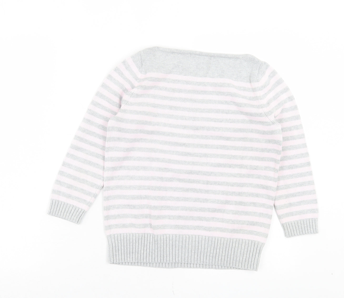 Marks and Spencer Womens Blue Boat Neck Striped Cotton Pullover Jumper Size 8