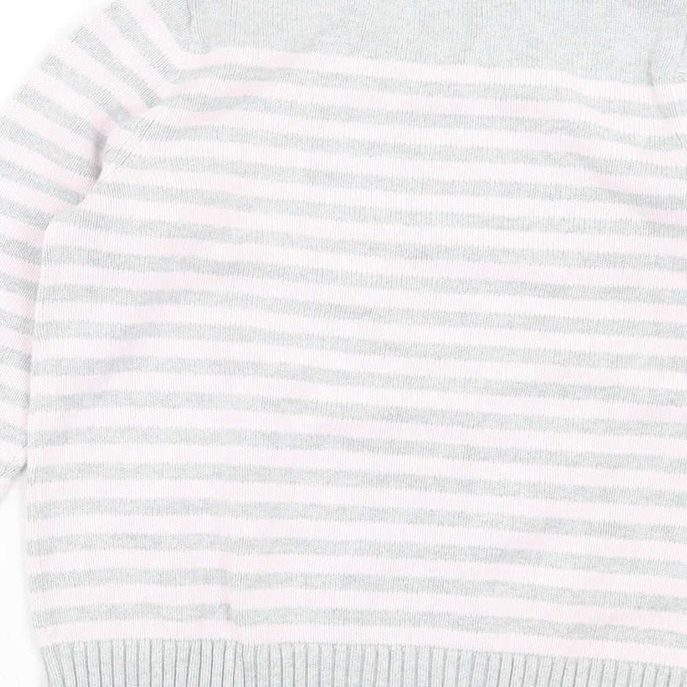 Marks and Spencer Womens Blue Boat Neck Striped Cotton Pullover Jumper Size 8