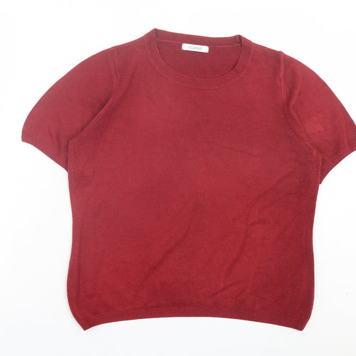 Marks and Spencer Womens Red Crew Neck Acrylic Pullover Jumper Size 12