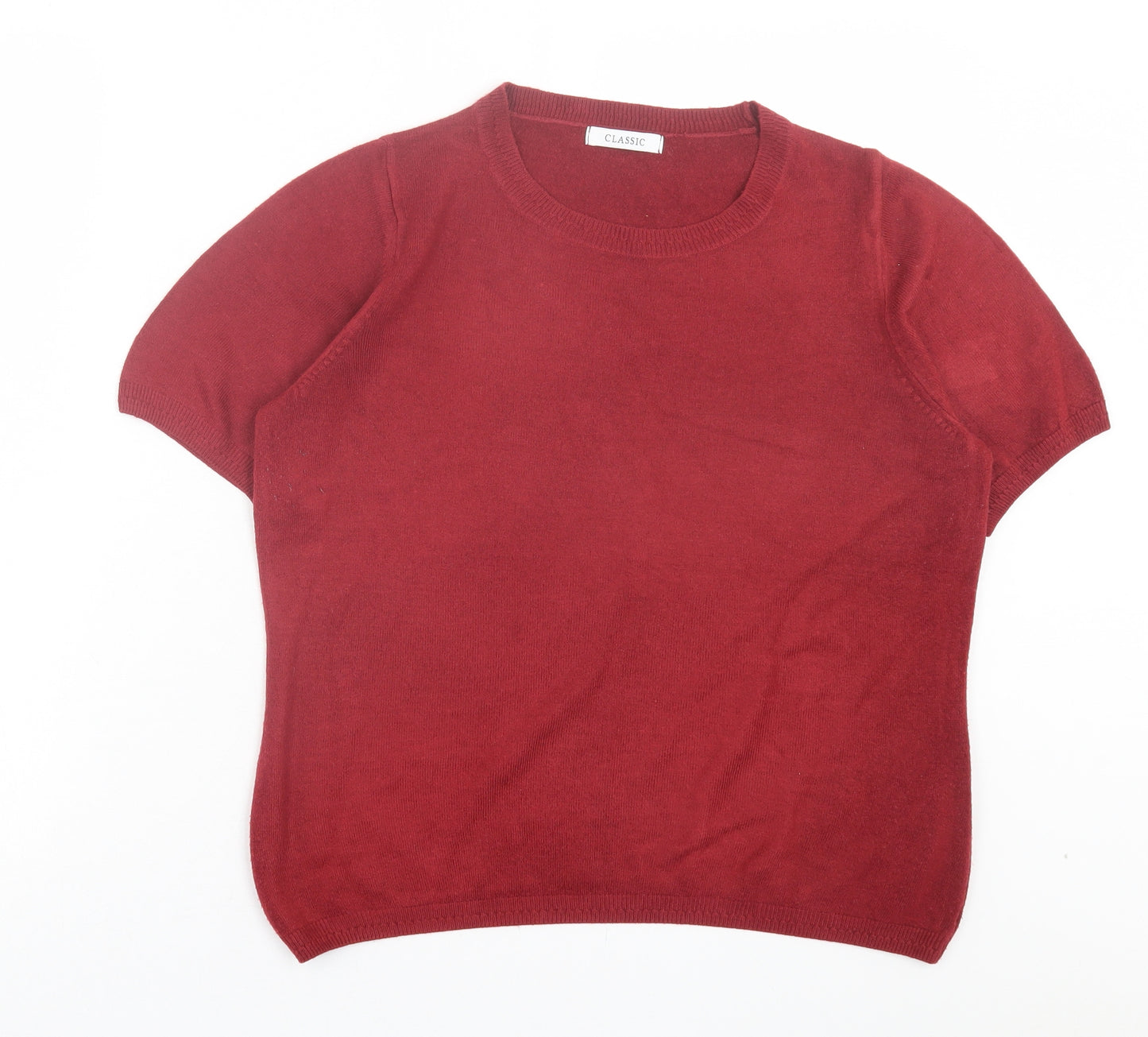 Marks and Spencer Womens Red Crew Neck Acrylic Pullover Jumper Size 12