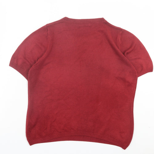 Marks and Spencer Womens Red Crew Neck Acrylic Pullover Jumper Size 12