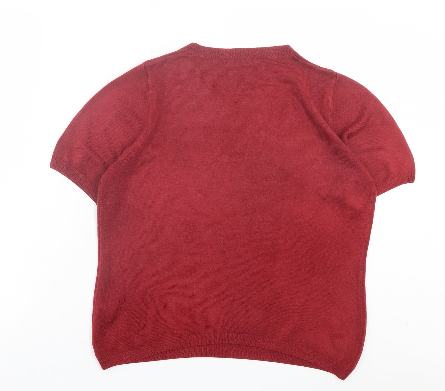 Marks and Spencer Womens Red Crew Neck Acrylic Pullover Jumper Size 12
