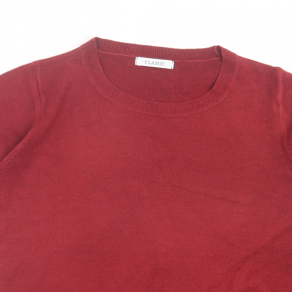 Marks and Spencer Womens Red Crew Neck Acrylic Pullover Jumper Size 12
