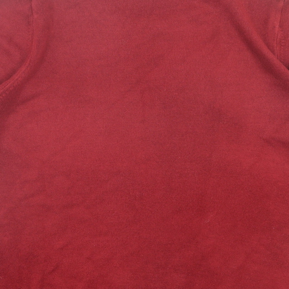 Marks and Spencer Womens Red Crew Neck Acrylic Pullover Jumper Size 12