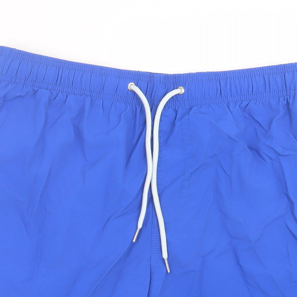 Coco Republic Mens Blue Polyester Sweat Shorts Size 34 in L6 in Regular Drawstring - Swim Short