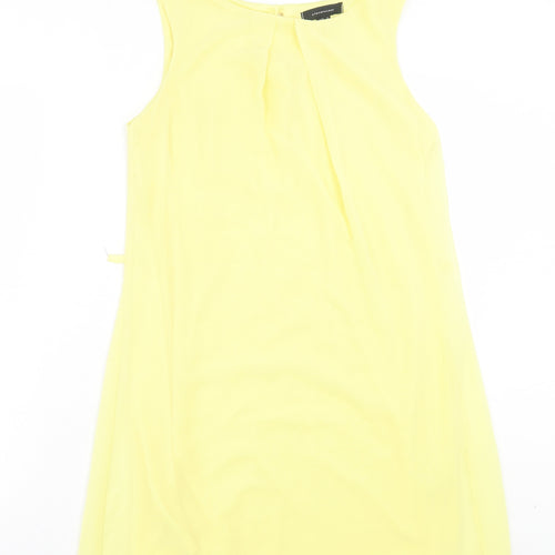Atmosphere Womens Yellow Polyester A-Line Size 10 Crew Neck Button