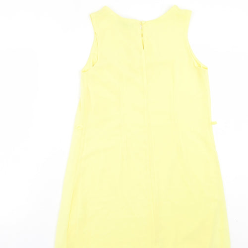 Atmosphere Womens Yellow Polyester A-Line Size 10 Crew Neck Button