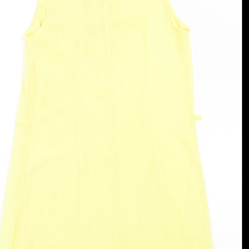 Atmosphere Womens Yellow Polyester A-Line Size 10 Crew Neck Button