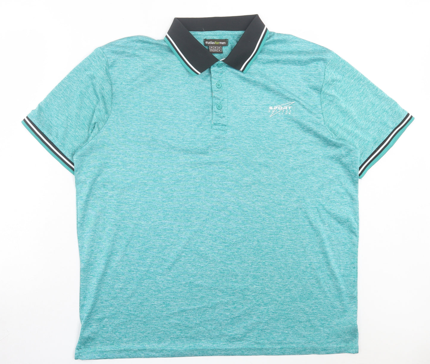 Atlas For Men Mens Green Polyester Basic Polo Size XL Collared Button - Sport Outdoor Team